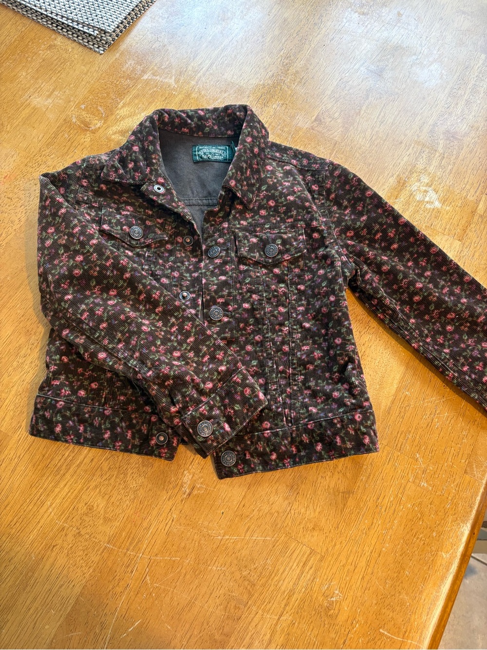 Ralph Lauren Brown Corduroy Jacket with Pink Floral Print Size 5
